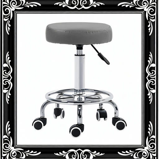 Vinsetto PU Leather Rolling Stool, Height Adjustable Stool Chair With Wheels For Salon, Massage, Spa, Grey