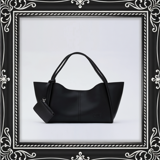 Black SHK108 Faux Leather Women Hand And Shoulder Bag With Wallet And Makeup Bag