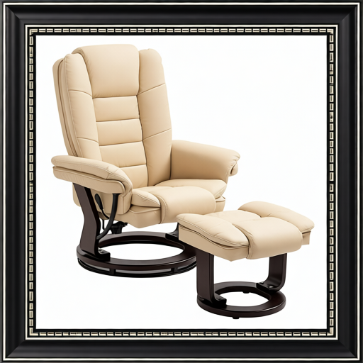 Faux Leather 135° Reclining Chair And Footstool - Beige