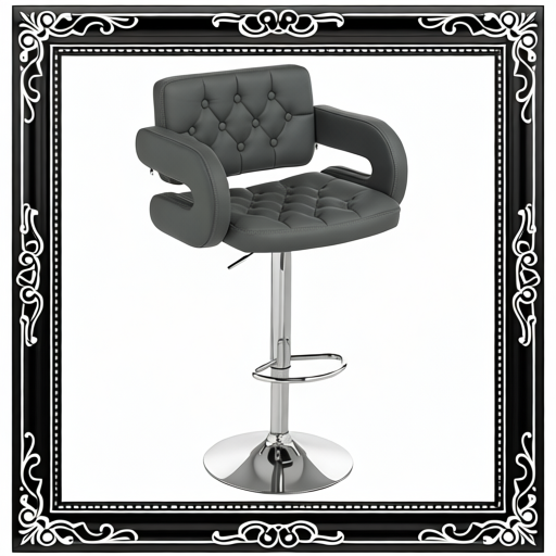 PU Leather Upholstered Swivel Bar Stool, Height Adjustable With Back, Armrest, Footrest, Grey