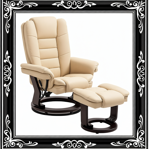 Faux Leather 135° Reclining Chair And Footstool - Beige