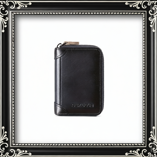 Genuine Leather Credit Card Holder Zipper Card Bag With 12 Card Slots Black