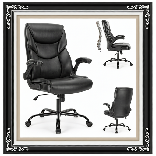 PU Leather Office Chair With Adjustable Flip-up Armrest