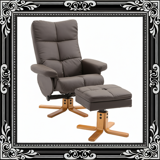 PU Leather Swivel Recliner Chair With Footstool