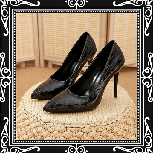 Women's Pointed Toe Stone Pattern Stiletto Heels