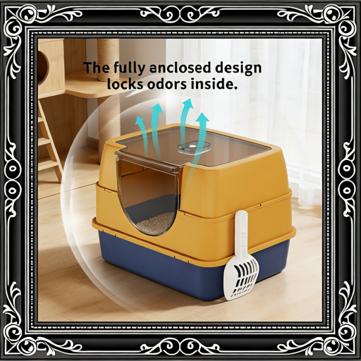 Dark Gray Top Entry Fully Enclosed Cat Litter Box