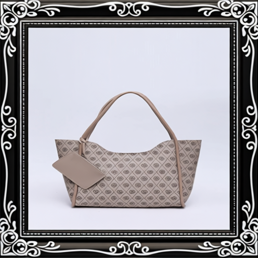 Monogram Mink SHK108 Faux Leather Women Hand And Shoulder Bag With Wallet And Makeup Bag