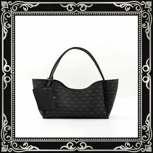 Monogram Black SHK108 Faux Leather Women Hand And Shoulder Bag With Wallet And Makeup Bag