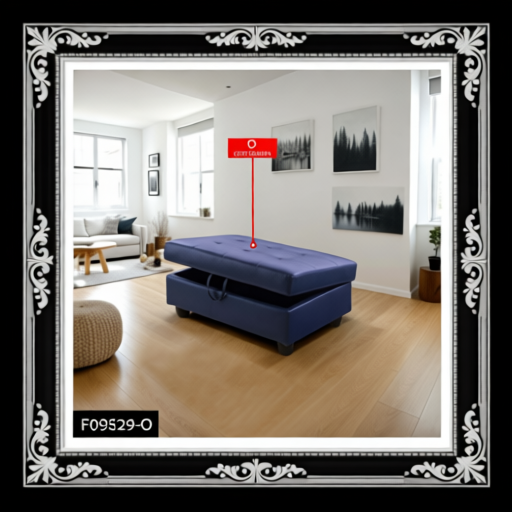 Pickup Only--Blue Semi PU Synthetic Leather Storage Ottoman