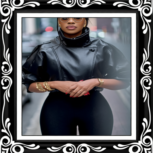 Black Lychee Grain Faux Leather Stand Collar Puff Sleeve Cropped Jacket