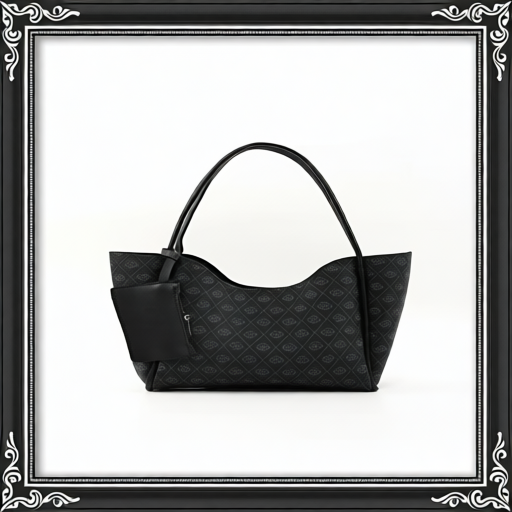 Monogram Black SHK108 Faux Leather Women Hand And Shoulder Bag With Wallet And Makeup Bag