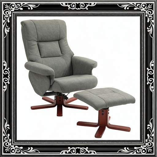 Faux Microfibre Leather Manual Recliner And Footstool Set - Grey