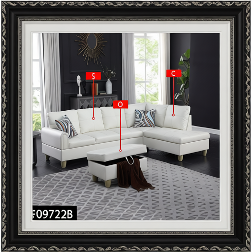 Pickup Only--White Faux Leather 3-Piece Living Room Sofa Set