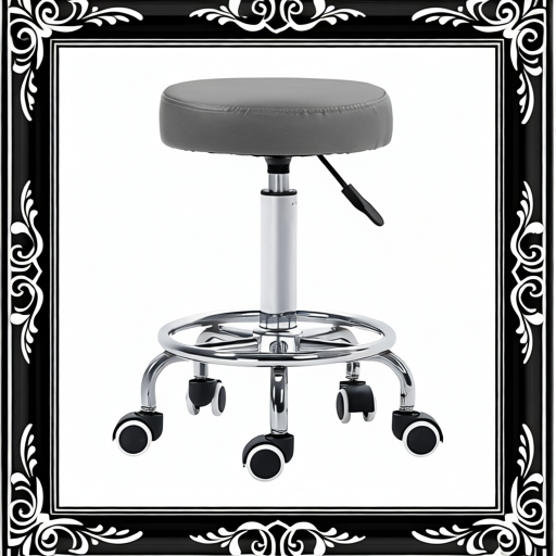 Vinsetto PU Leather Rolling Stool, Height Adjustable Stool Chair With Wheels For Salon, Massage, Spa, Grey