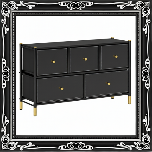 Faux Leather Front Chest Of Drawers - Black