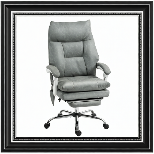 Faux Leather Office Chair, With Inflatable Lumbar - Grey