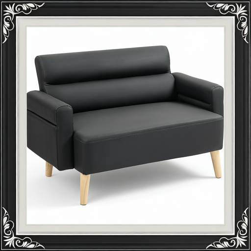 Small Faux Leather 2 Seater Sofa Settee - Black