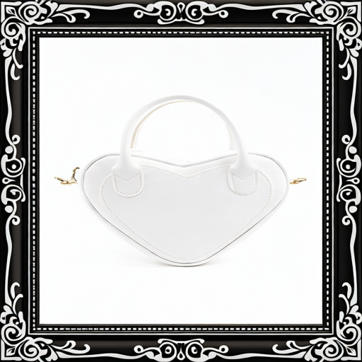 White Heart Shaped Faux Leather Zipper Bag