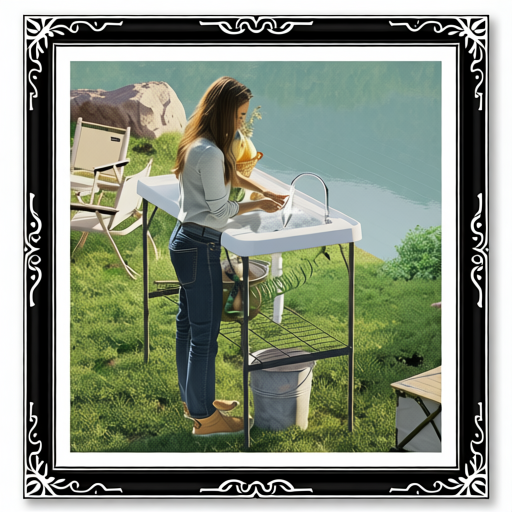 Folding Fish Cleaning Table With Sink, Portable Camping Table With Faucet