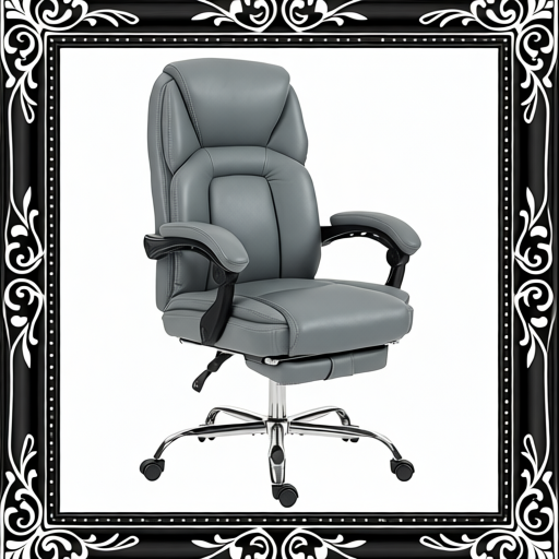 Faux Leather Reclining Office Chair, With Footrest - Grey