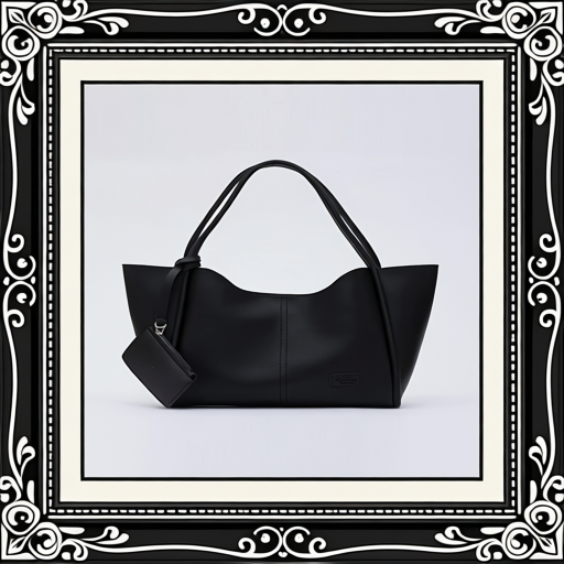 Black SHK108 Faux Leather Women Hand And Shoulder Bag With Wallet And Makeup Bag