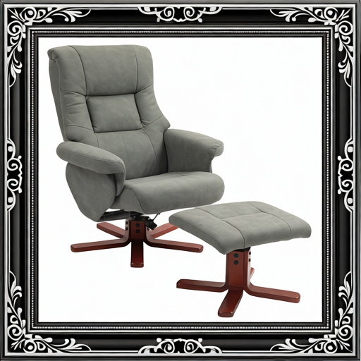 Faux Microfibre Leather Manual Recliner And Footstool Set - Grey