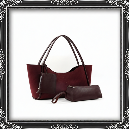 Brown SHK108 Faux Leather Women Hand And Shoulder Bag With Wallet And Makeup Bag