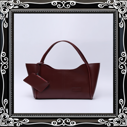 Burgundy SHK108 Faux Leather Women Hand And Shoulder Bag With Wallet And Makeup Bag