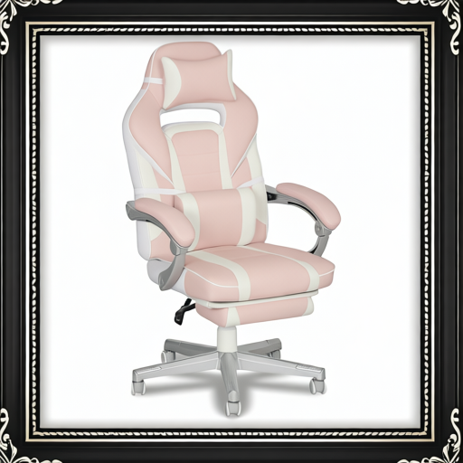 Faux Leather Reclining Gaming Chair, With Footrest - Pink/White