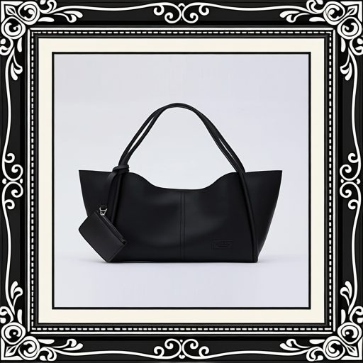 Black SHK108 Faux Leather Women Hand And Shoulder Bag With Wallet And Makeup Bag