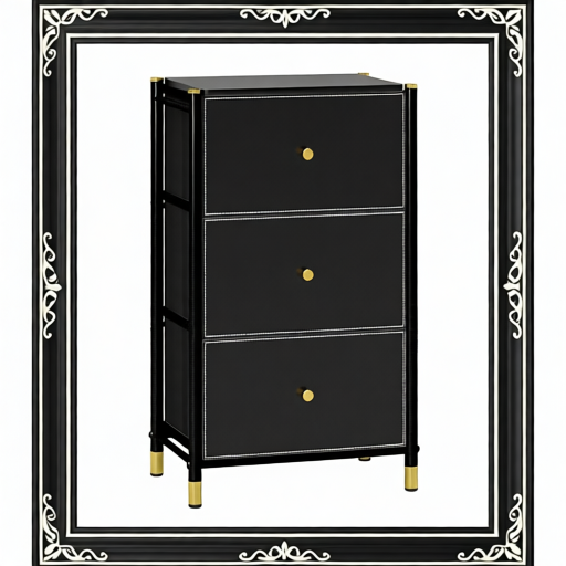 Faux Leather Front Chest Of Three Drawers - Black