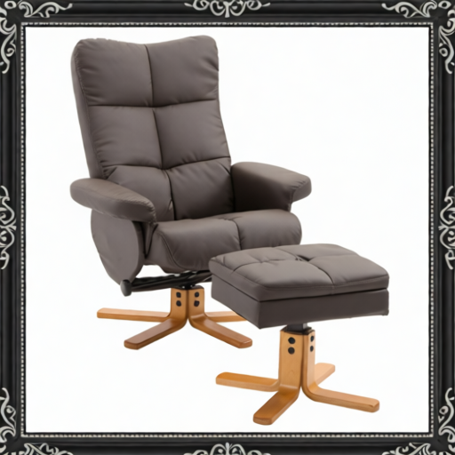 PU Leather Swivel Recliner Chair With Footstool