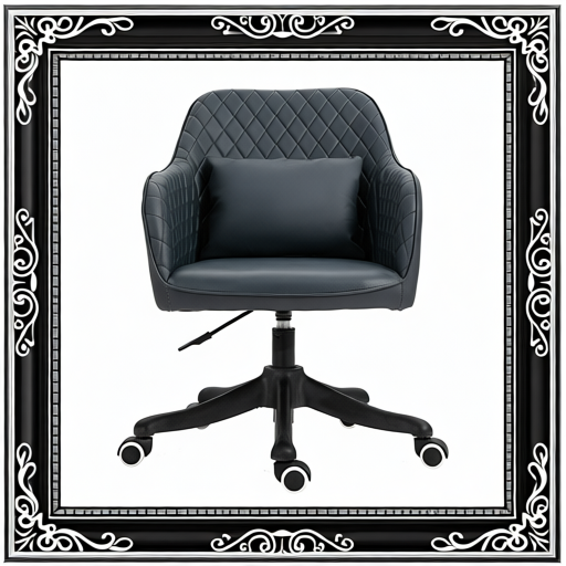 Vinsetto PU Leather Office Chair, Desk Chair, Makeup Vanity Chair With Massage Lumbar Pillow And Rolling Wheels For Bedroom And Home, Deep Blue