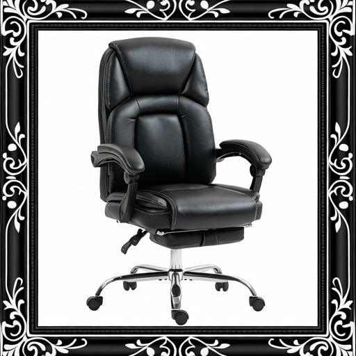 Faux Leather Reclining Office Chair, With Footrest - Black