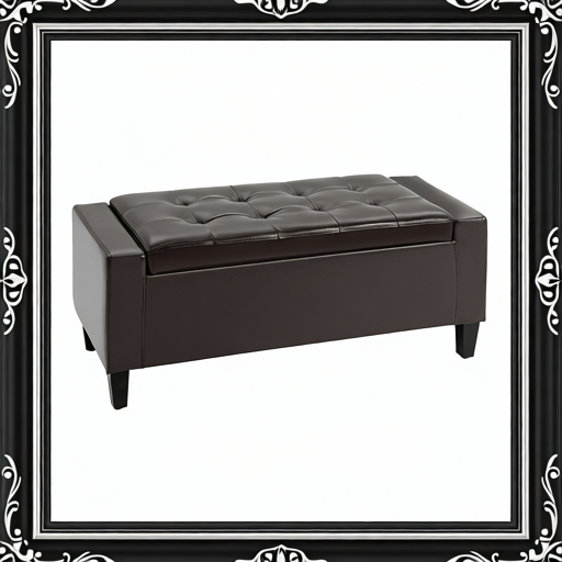 PU Leather Storage Ottoman Bench Storage Chest Tufted Ottoman Cube W/ Flipping Top 92L X 40W X 40H Cm Brown