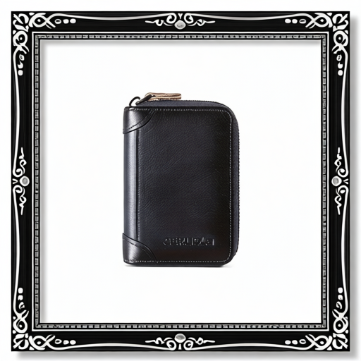 Genuine Leather Credit Card Holder Zipper Card Bag With 12 Card Slots  Black