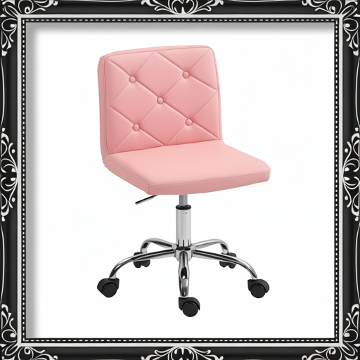 PU Leather Armless Office Chair, Modern Vanity Computer Swivel Chair
