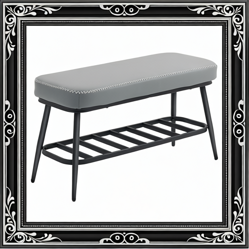 PU Leather Shoe Storage Bench - Grey