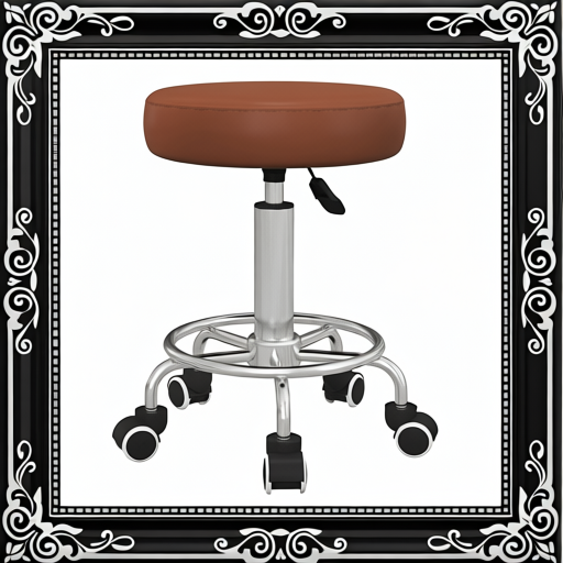 Vinsetto PU Leather Rolling Stool, Height Adjustable Stool Chair With Wheels For Salon, Massage, Spa, Brown