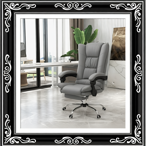 PU Leather Executive Massage Office Chair with 4 Vibration, Computer Desk Chair, Heated Reclining Chair with Adjustable Height, Swivel Wheels, Gray