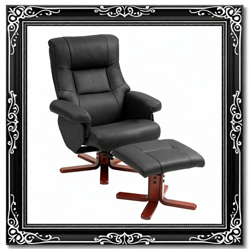 Faux Microfibre Leather Manual Recliner And Footstool Set - Black