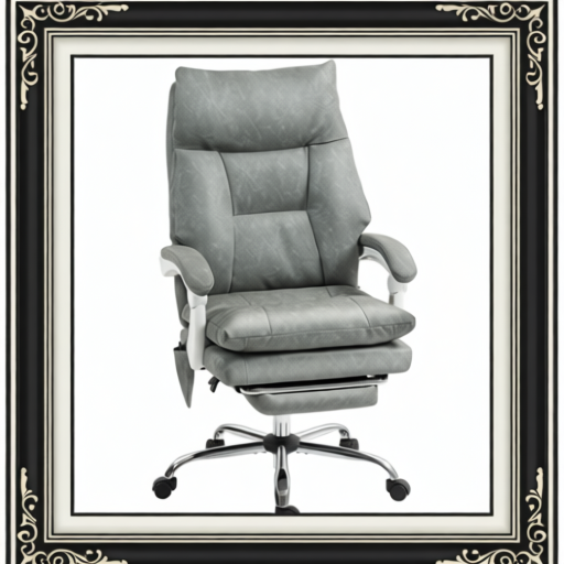 Faux Leather Office Chair, With Inflatable Lumbar - Grey