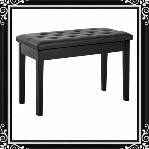 PU Leather Upholstered Piano Stool Makeup Stool Bench Dressing Table Seat With Storage 76x36x50cm, Black