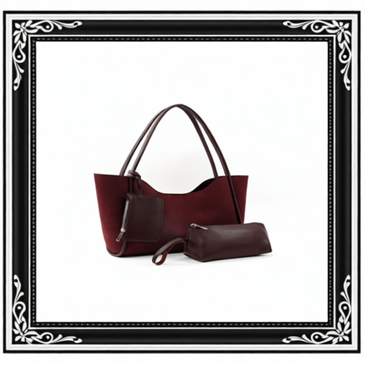 Brown SHK108 Faux Leather Women Hand And Shoulder Bag With Wallet And Makeup Bag