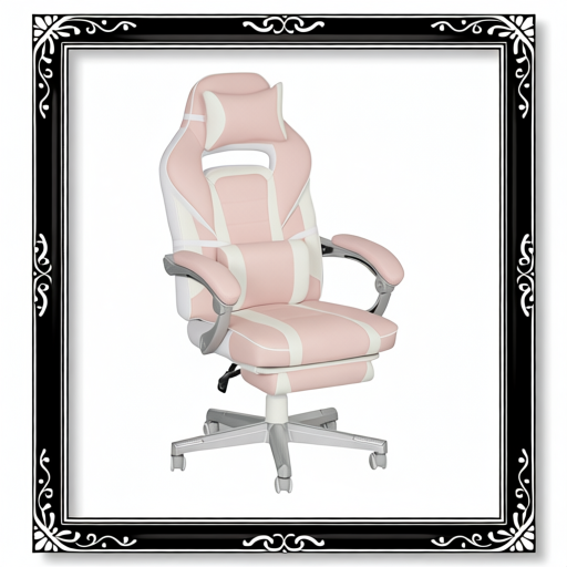 Faux Leather Reclining Gaming Chair, With Footrest - Pink/White