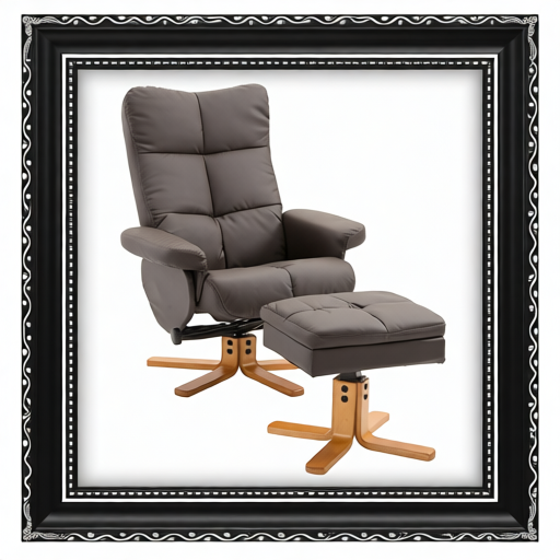 PU Leather Swivel Recliner Chair With Footstool, Wooden Base And Storage For Living Room, Brown