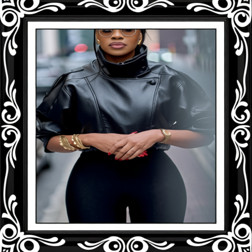 Black Lychee Grain Faux Leather Stand Collar Puff Sleeve Cropped Jacket