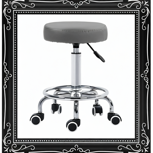 Vinsetto PU Leather Rolling Stool, Height Adjustable Stool Chair With Wheels For Salon, Massage, Spa, Grey