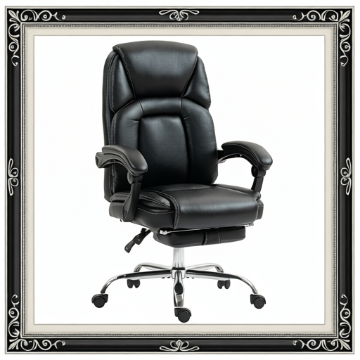 Faux Leather Reclining Office Chair, With Footrest - Black