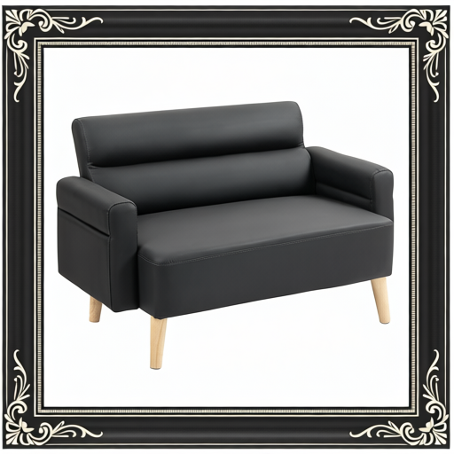 Small Faux Leather 2 Seater Sofa Settee - Black